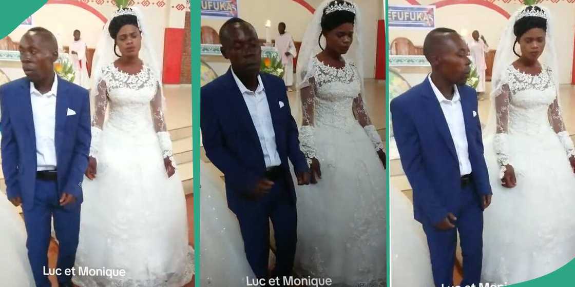 Bride and groom during their wedding. Bride and groom during their wedding.