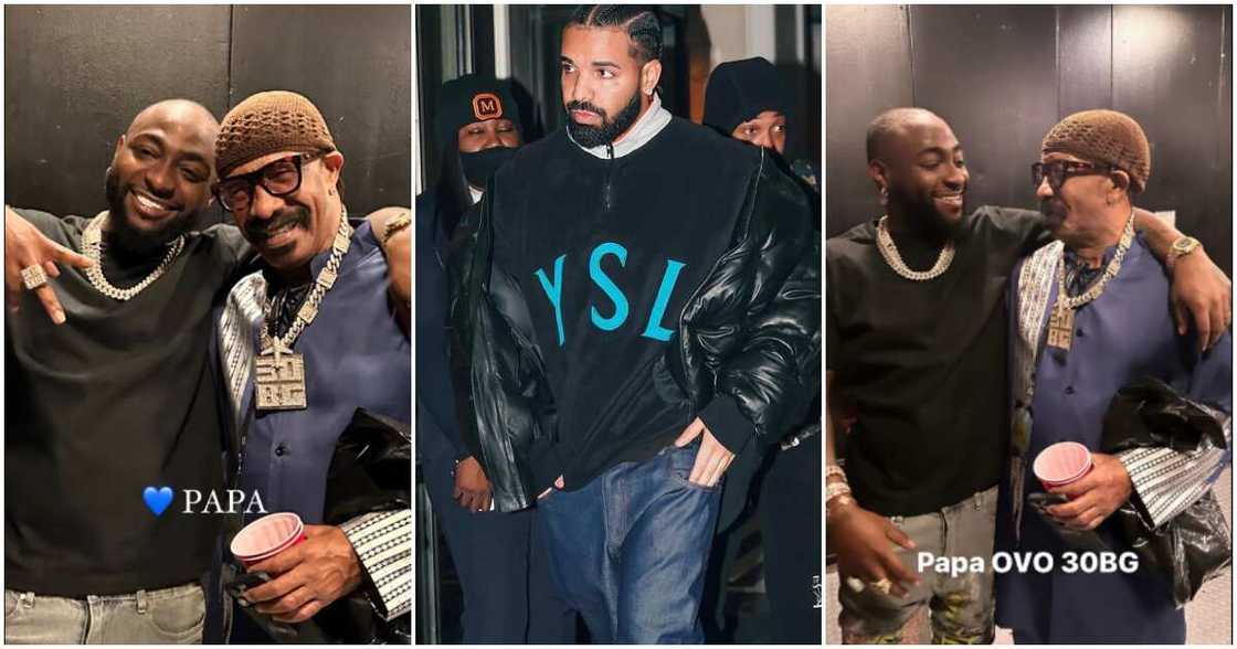 Photos of Davido with Drake's father Dennis Graham. Photos of Davido with Drake's father Dennis Graham.