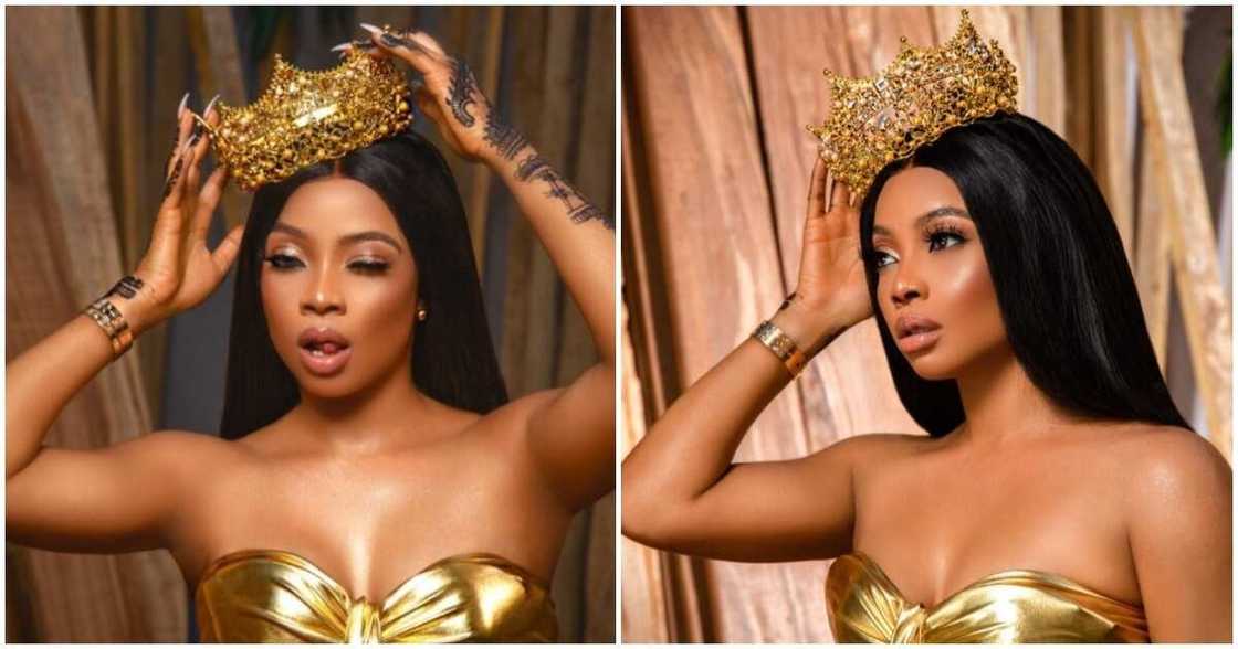 Toke Makinwa blushes hard after meeting Obasanjo. Toke Makinwa blushes hard after meeting Obasanjo.