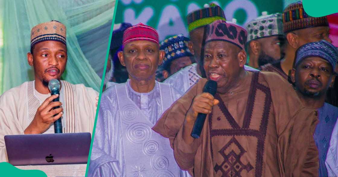 Abba Hikima da Gwamna Abba tare da Ganduje.