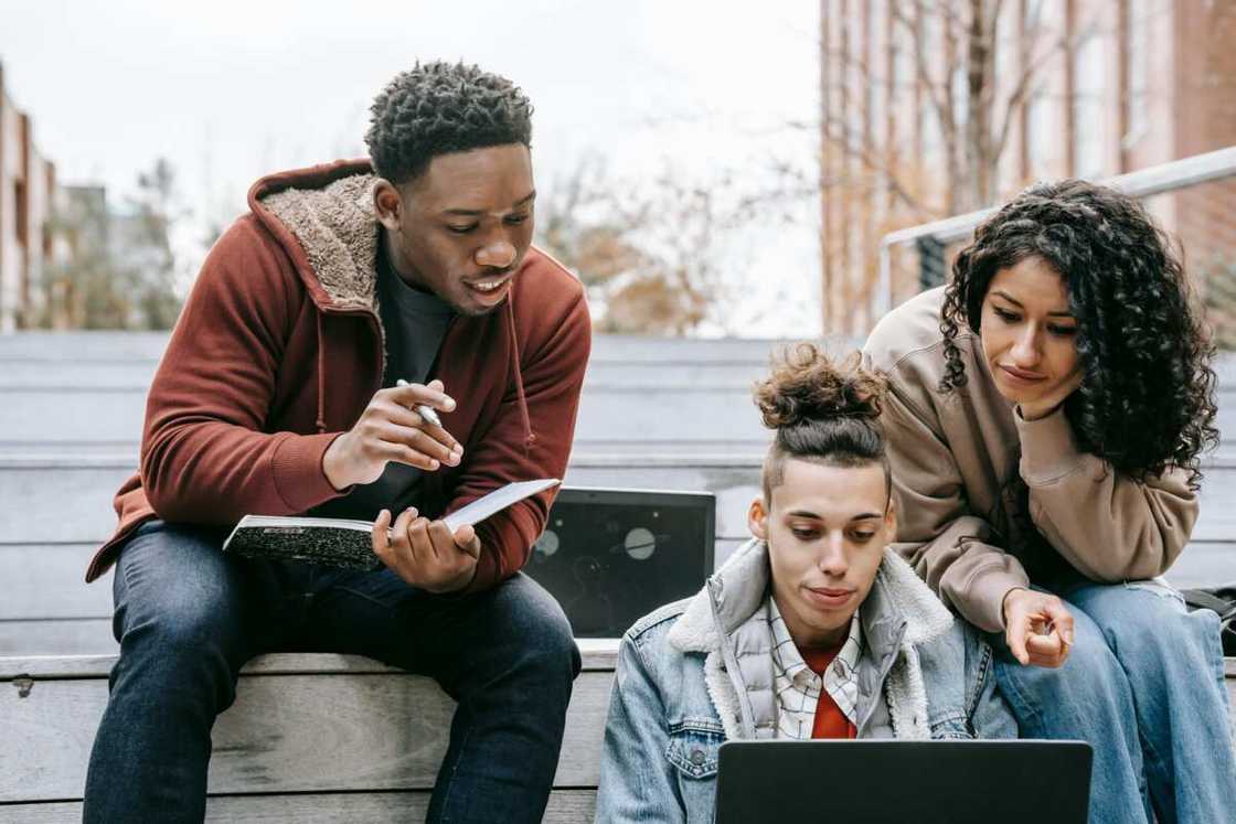 A group of students studying.