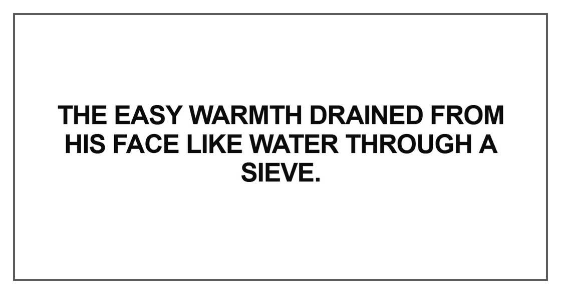 The easy warmth drained from his face The easy warmth drained from his face