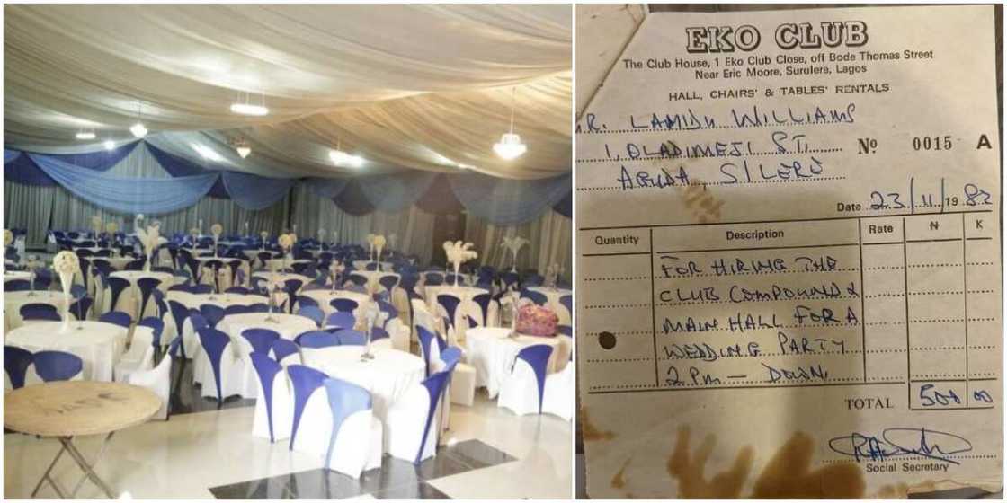 Reactions as Nigerian man shows off old receipt of wedding hall he had rented at N500 in 1982 that is now N2m Reactions as Nigerian man shows off old receipt of wedding hall he had rented at N500 in 1982 that is now N2m