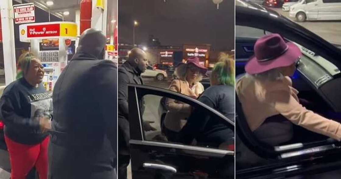 Lady fights mother-in-law, front seat Lady fights mother-in-law, front seat