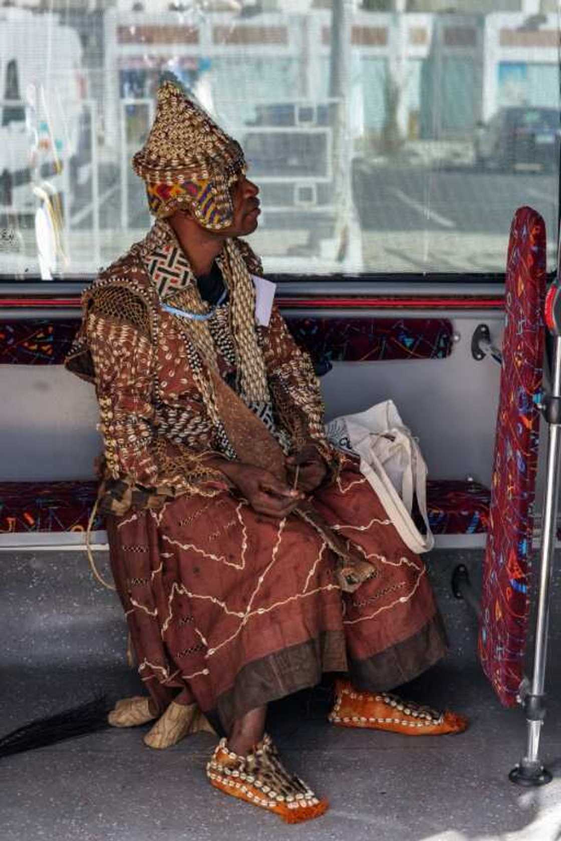 A delegate on a bus to the COP27 climate conference in Egypt at the Sharm el-Sheikh International Convention Centre A delegate on a bus to the COP27 climate conference in Egypt at the Sharm el-Sheikh International Convention Centre