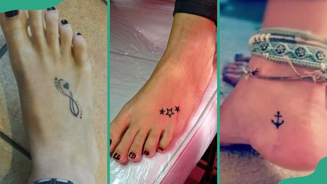 Infinity (L), star (C) and anchor (R) tattoos