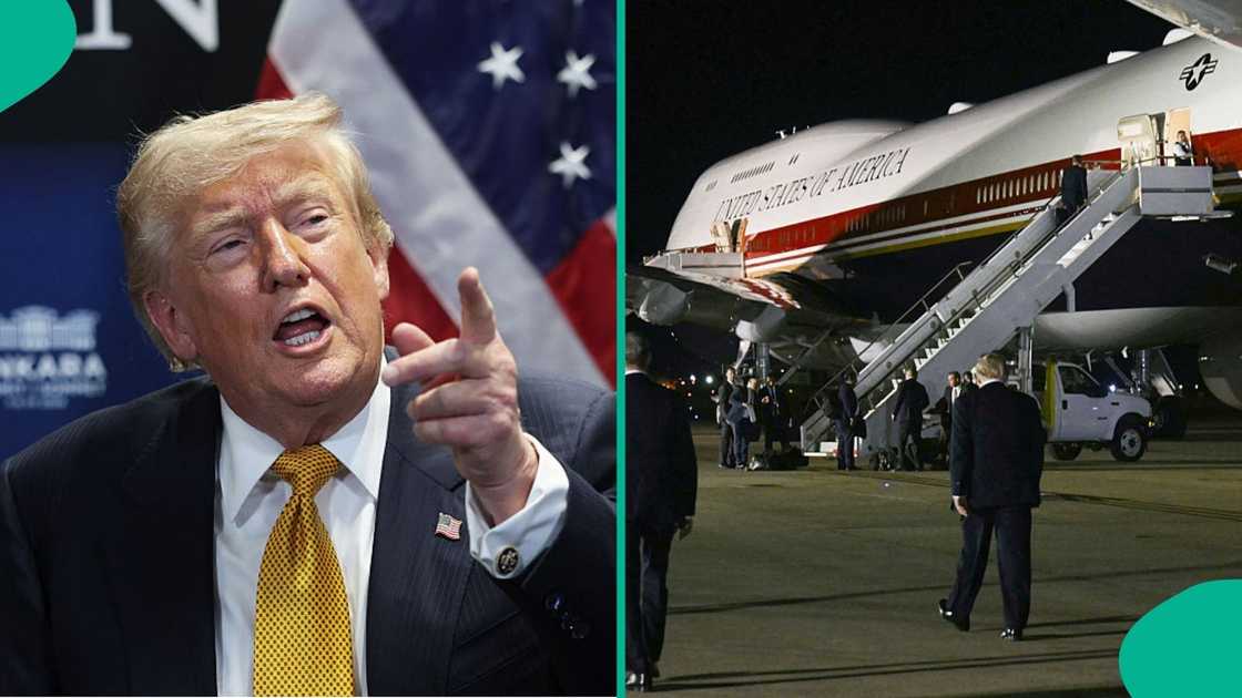 US President Donald Trump flew an older aircraft due to security concerns. US President Donald Trump flew an older aircraft due to security concerns.
