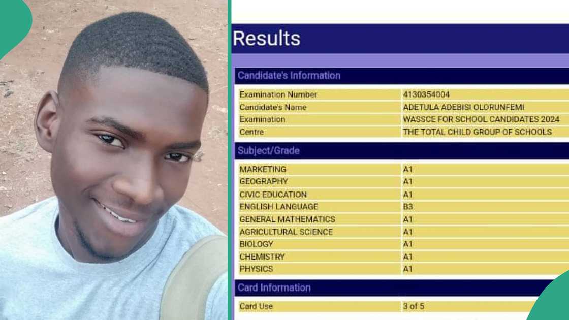 Man posts his student's WAEC result.