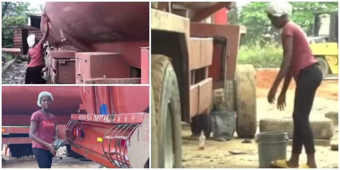 18-year-old Nigerian girl who washes tankers says she is doing it to save up money for school 18-year-old Nigerian girl who washes tankers says she is doing it to save up money for school