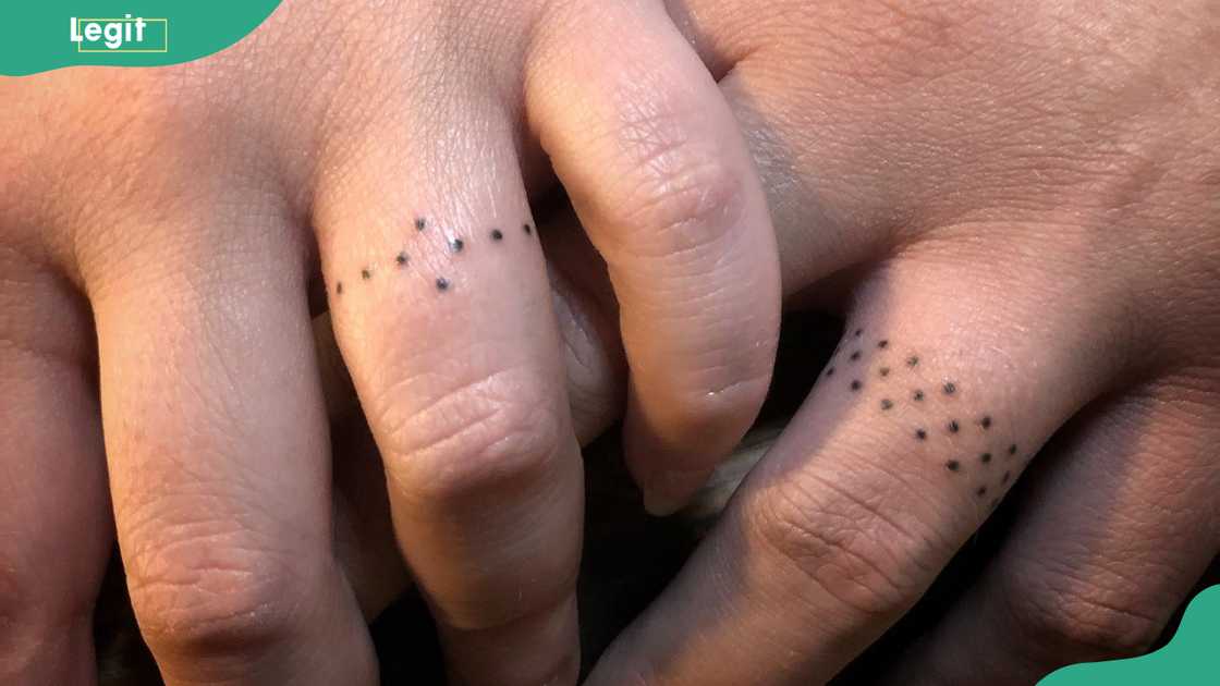 Dots around the finger tattoo