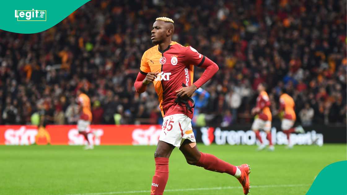 Victor Osimhen celebrates a goal for Galatasaray