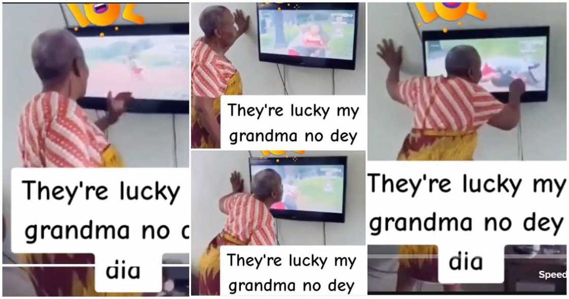 Grandma, TV, fighting scene Grandma, TV, fighting scene