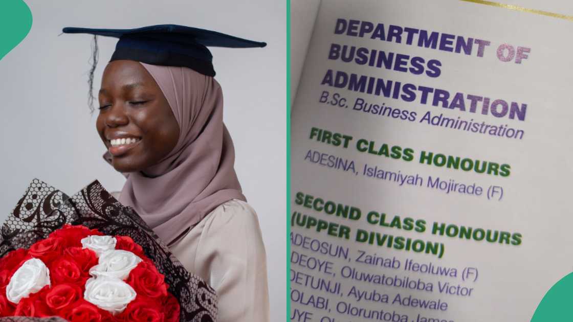 Lady graduates with first class. Lady graduates with first class.