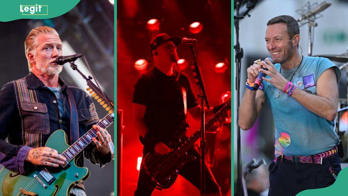 Rock musicians (L to R) John Homme, Shavo Odadjian, and Chris Martin Rock musicians (L to R) John Homme, Shavo Odadjian, and Chris Martin