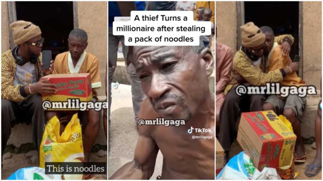Man stole noddles/old man became millioniare. Man stole noddles/old man became millioniare.
