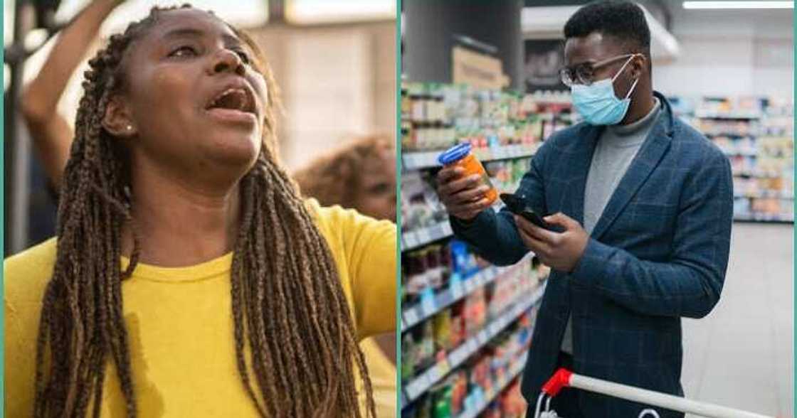 Man ignores girlfriend inside a supermarket, she reacts Man ignores girlfriend inside a supermarket, she reacts