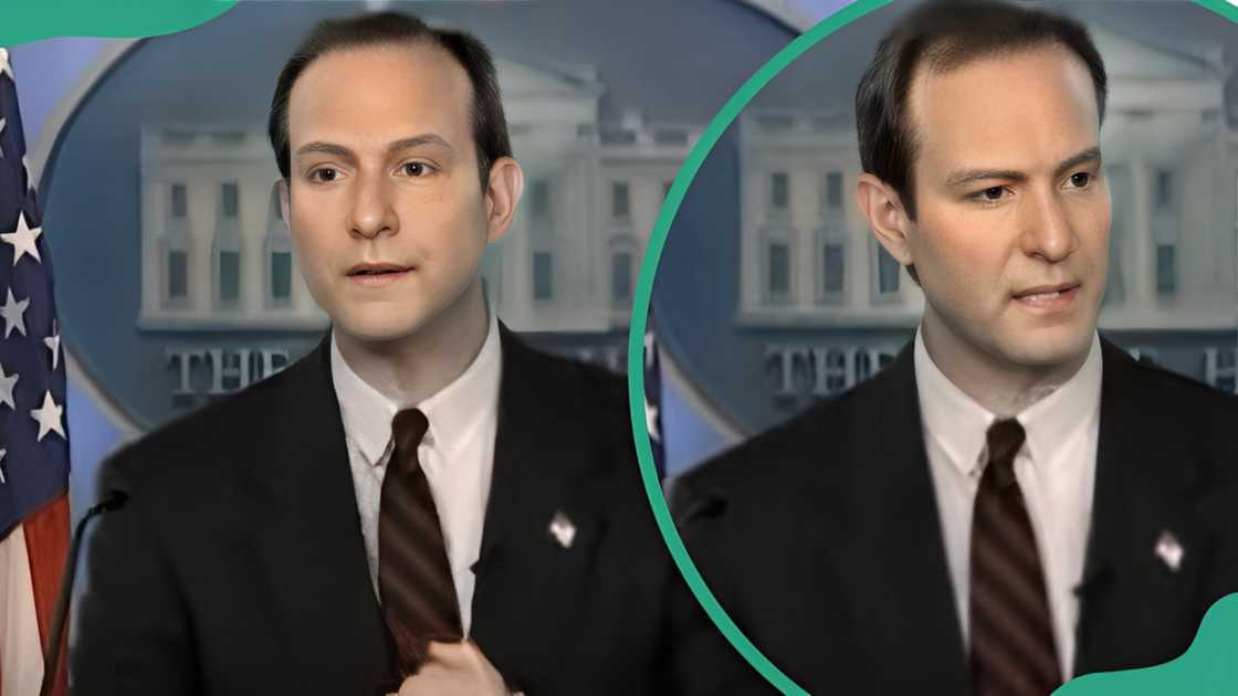 Theodore Barrett giving a press briefing