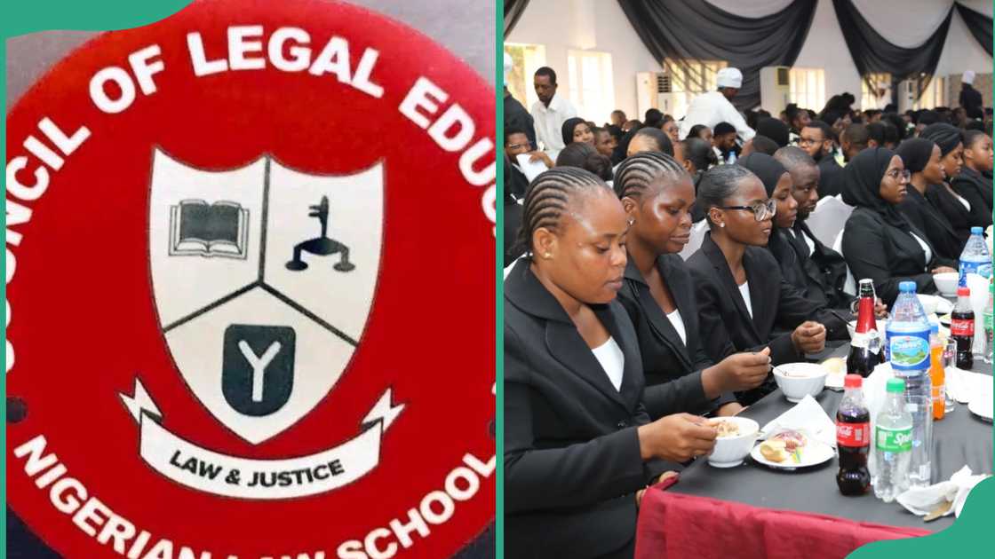 Council of Legal Education, Nigerian Law School logo and lawyers on an official dinner Council of Legal Education, Nigerian Law School logo and lawyers on an official dinner