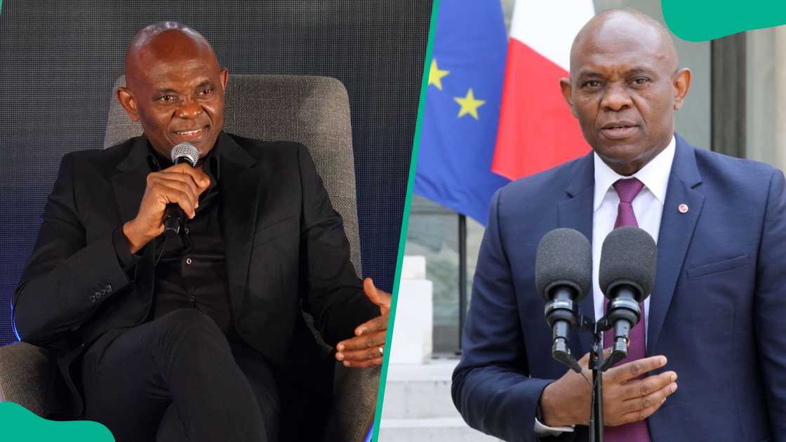 Tony Elumelu speaking during different press conferences Tony Elumelu speaking during different press conferences