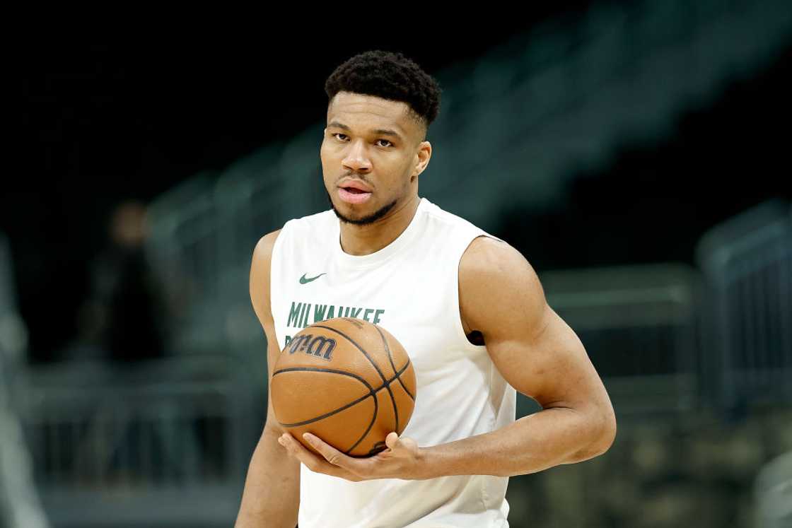 Giannis Antetokounmpo at Fiserv Forum on 3 April 2024 in Milwaukee, Wisconsin. Giannis Antetokounmpo at Fiserv Forum on 3 April 2024 in Milwaukee, Wisconsin.