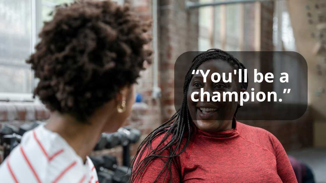 A mother encouraging her daughter