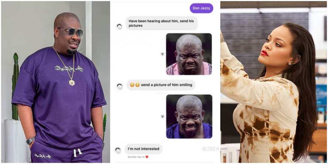 Don Jazzy Shares Hilarious Photoshopped Conversation of Rihanna Noting Her Disinterest in Him Don Jazzy Shares Hilarious Photoshopped Conversation of Rihanna Noting Her Disinterest in Him