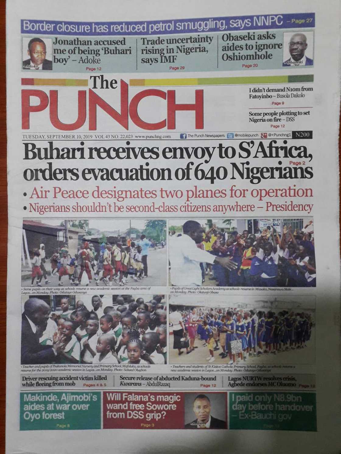 Nigerian newspaper review for September 3: Presidency orders evacuation of Nigerians in South Africa Nigerian newspaper review for September 3: Presidency orders evacuation of Nigerians in South Africa