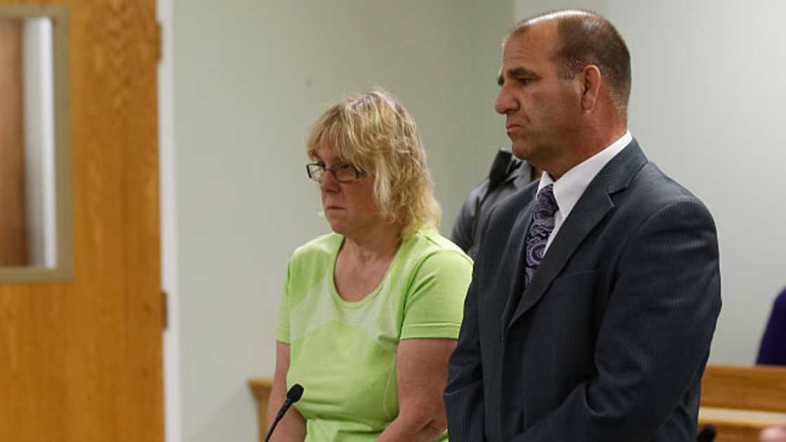 Joyce Mitchell with her attorney Keith Bruno in Plattsburgh, New York. Joyce Mitchell with her attorney Keith Bruno in Plattsburgh, New York.