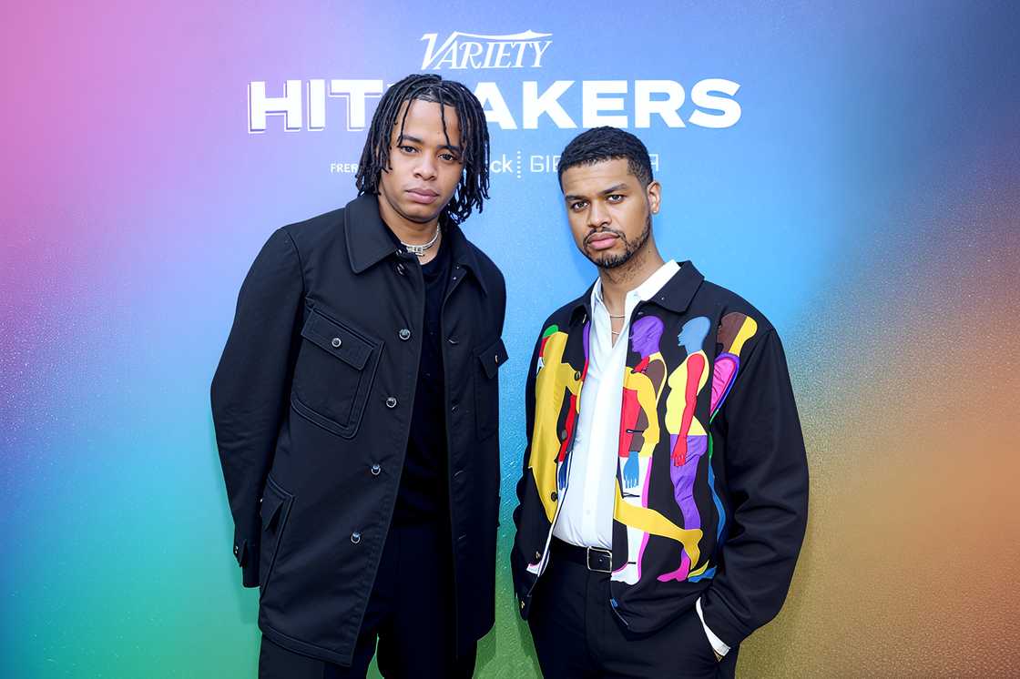 Denzel Baptiste (L) and David Biral (R) of Take A Daytrip pose at Variety's Hitmakers Brunch
