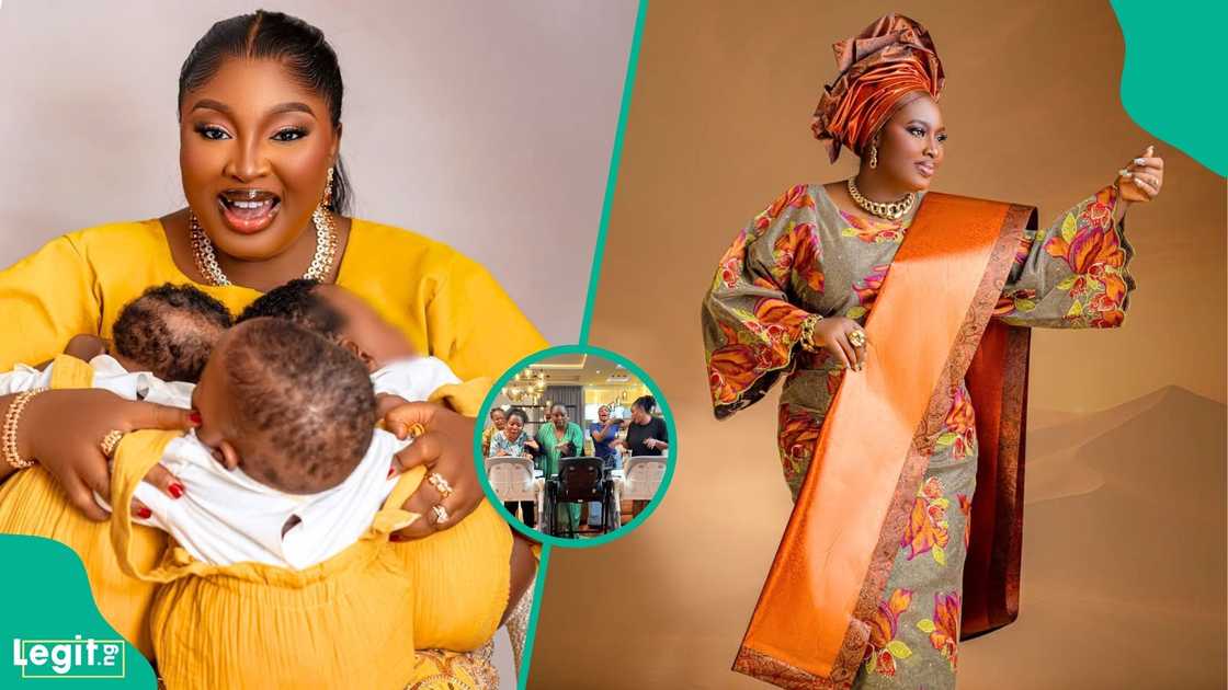 Mo Bimpe celebrates her triplets as they clock six months with a special video featuring her team