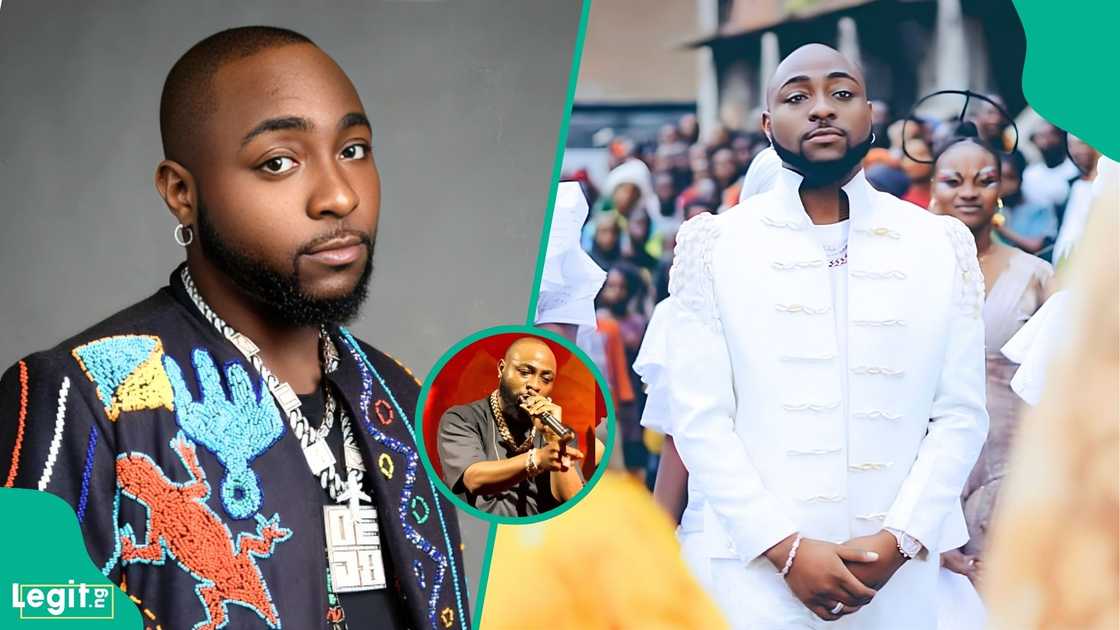 Davido points towards a fan from the stage during his London concert at the O2 Forum Kentish Town