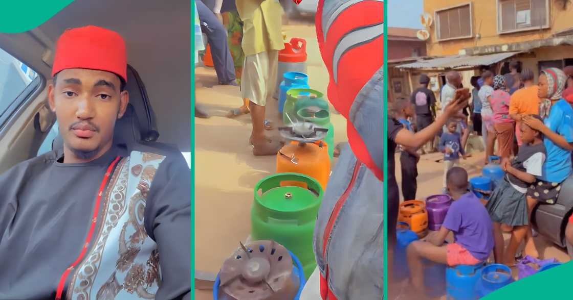 Man announces cooking gas giveaway for 100 people, stunned to see large crowd Man announces cooking gas giveaway for 100 people, stunned to see large crowd