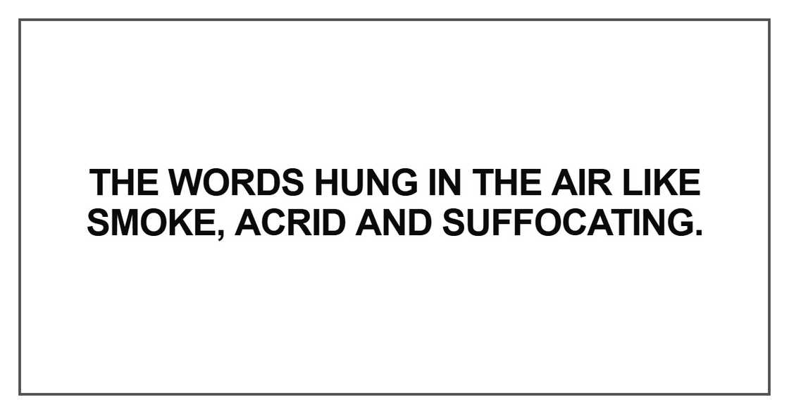 The words hung in the air like smoke