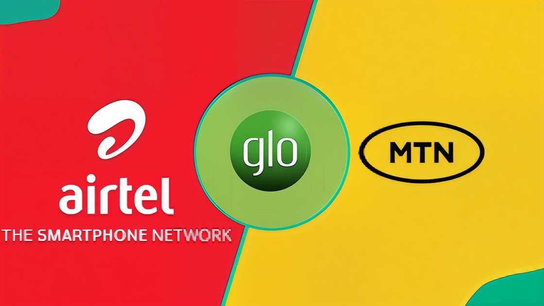Airtel logo (L) Glo logo (C) MTN logo (R)