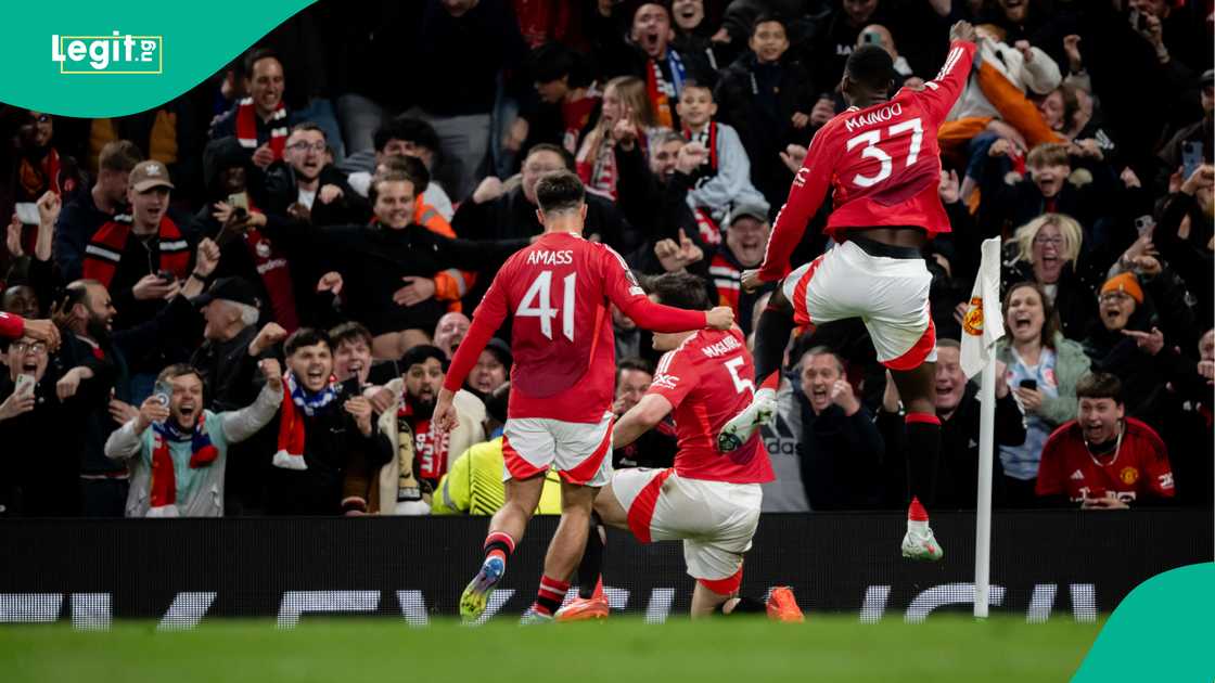 Harry Amass, Harry Maguire, Kobbie Mainoo, Manchester United, Olympique Lyon, Old Trafford, Manchester, England. Harry Amass, Harry Maguire, Kobbie Mainoo, Manchester United, Olympique Lyon, Old Trafford, Manchester, England.