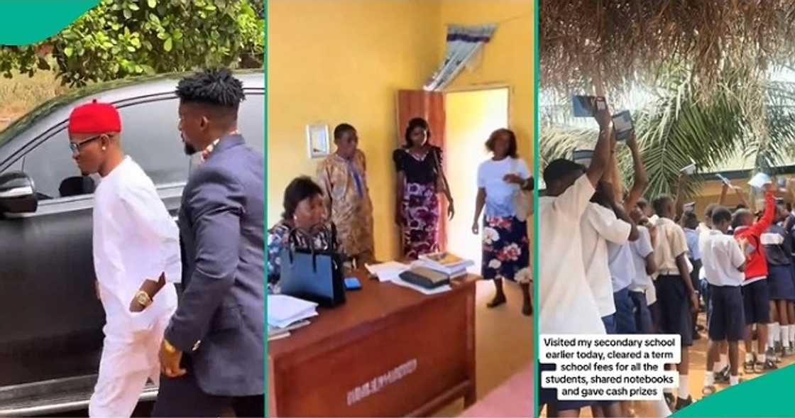 Nigerian man visits his former secondary school with convoy, clears school fees of students Nigerian man visits his former secondary school with convoy, clears school fees of students