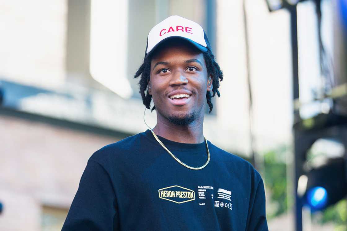 Rapper Saba performs on stage during the Capitol Hill Block Party Rapper Saba performs on stage during the Capitol Hill Block Party