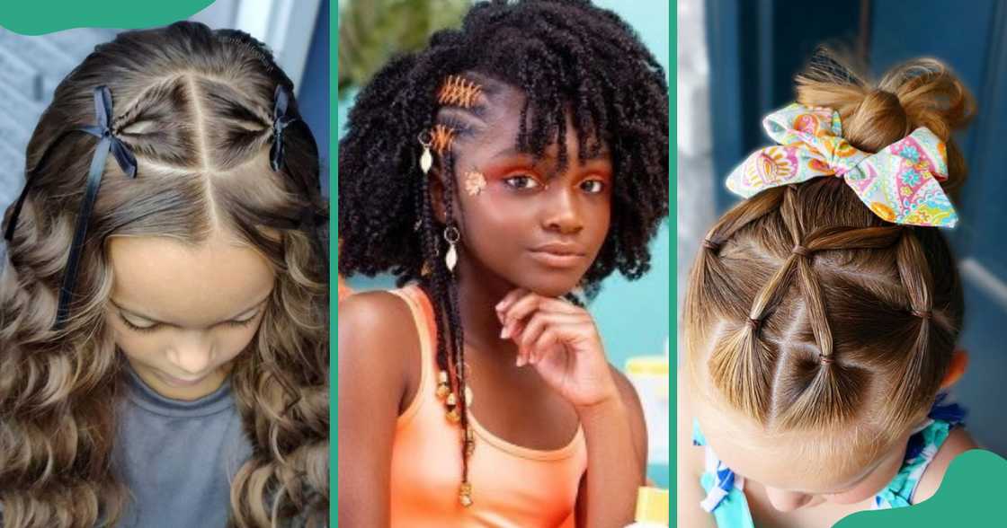 Twisted curls adorned with ribbons and bows. Twisted curls adorned with ribbons and bows.