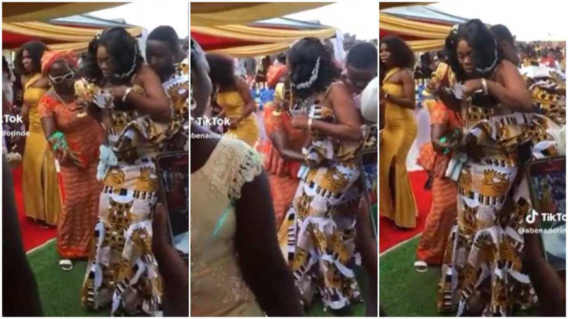 Weddding dance/woman touched bride's stomach. Weddding dance/woman touched bride's stomach.