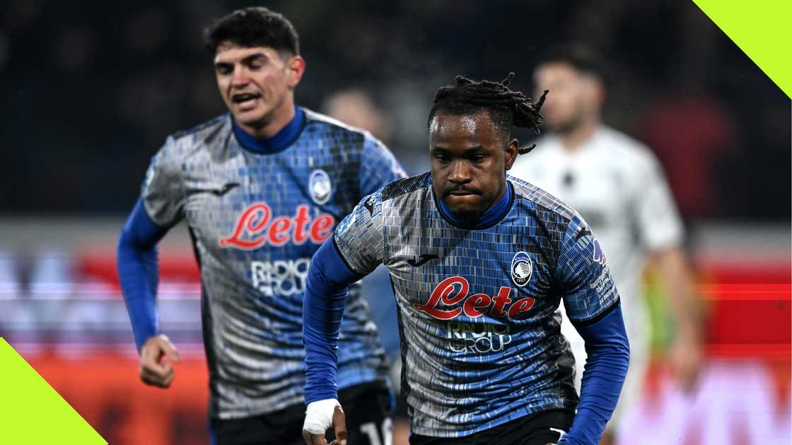 Ademola Lookman celebrates after scoring for Atalanta