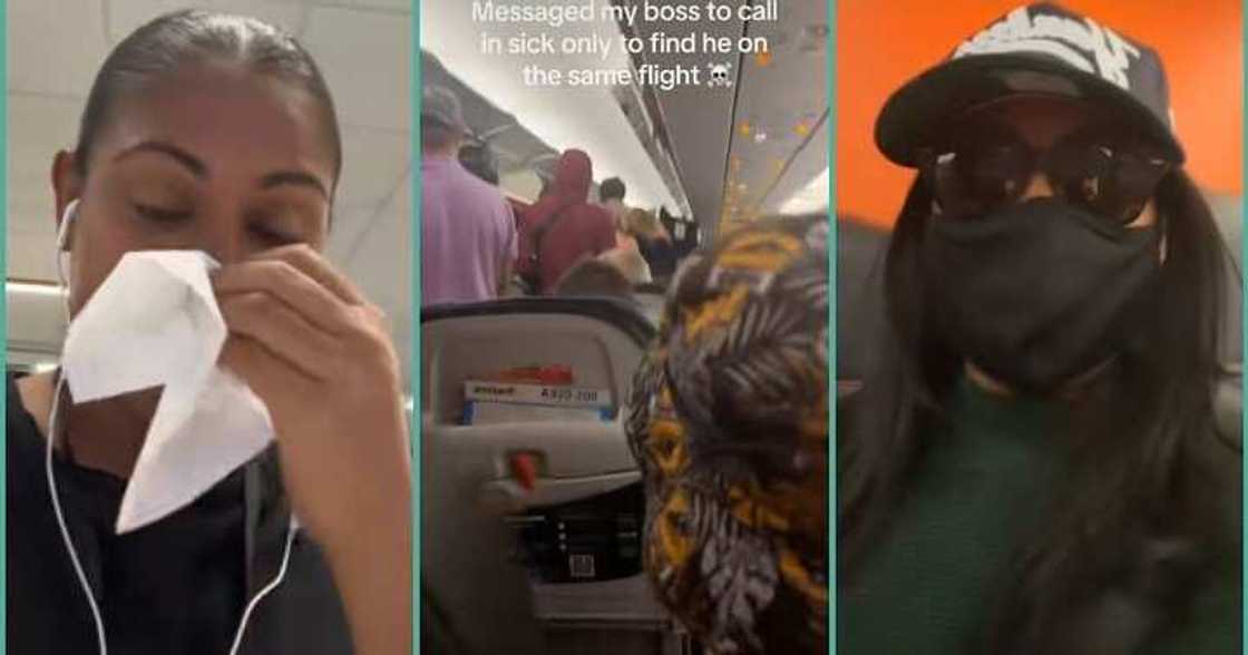 Lady who lied to her boss about being sick meets him on same flight with her Lady who lied to her boss about being sick meets him on same flight with her