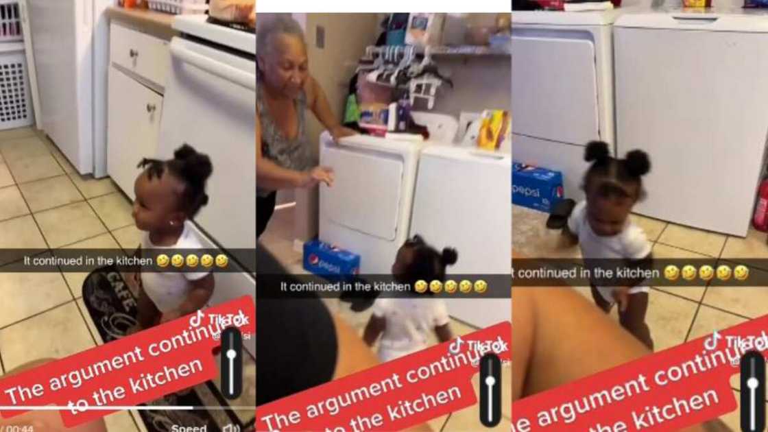Little girl argues with grandma like an adult Little girl argues with grandma like an adult
