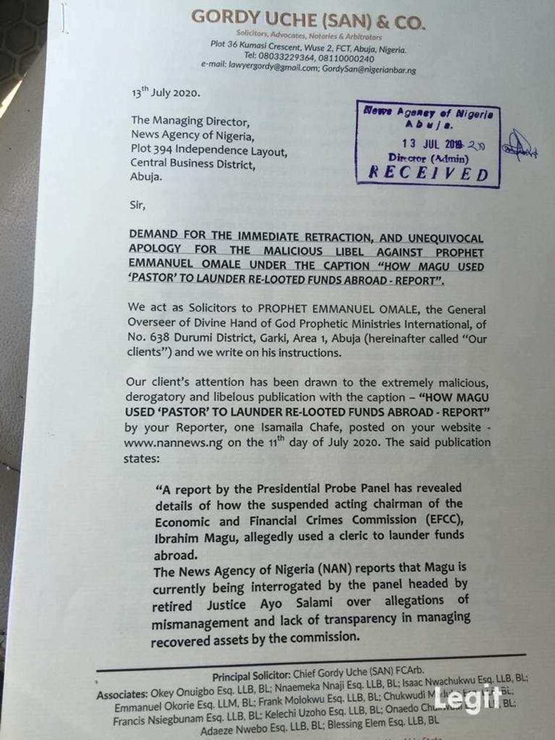 Magu: Emmanuel Omale ya na barazanar karar ‘Yan jarida, ya nemi N1bn Magu: Emmanuel Omale ya na barazanar karar ‘Yan jarida, ya nemi N1bn