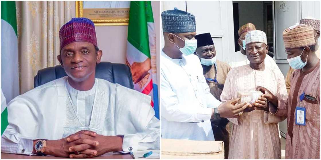 Gwamnan Yobe ya yiwa mutumin da ya mayar da kudi N1.7m kyauta mai tsoka Gwamnan Yobe ya yiwa mutumin da ya mayar da kudi N1.7m kyauta mai tsoka