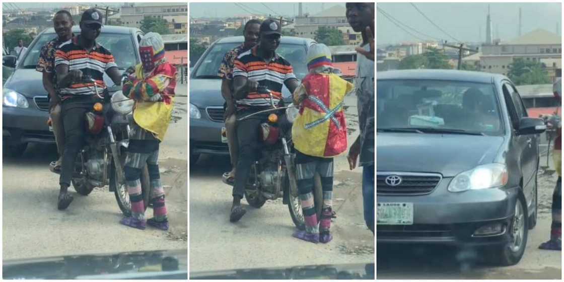 Young masquerade disturbs road users in video, Nigerians react Young masquerade disturbs road users in video, Nigerians react