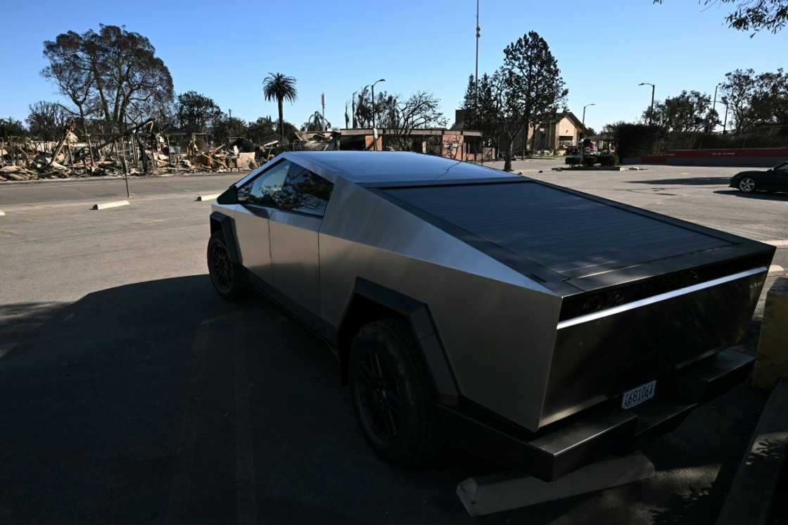 Tesla, whose electric Cybertruck is pictured, is a potential manufacturer of 'armored electric vehicles' for the US government