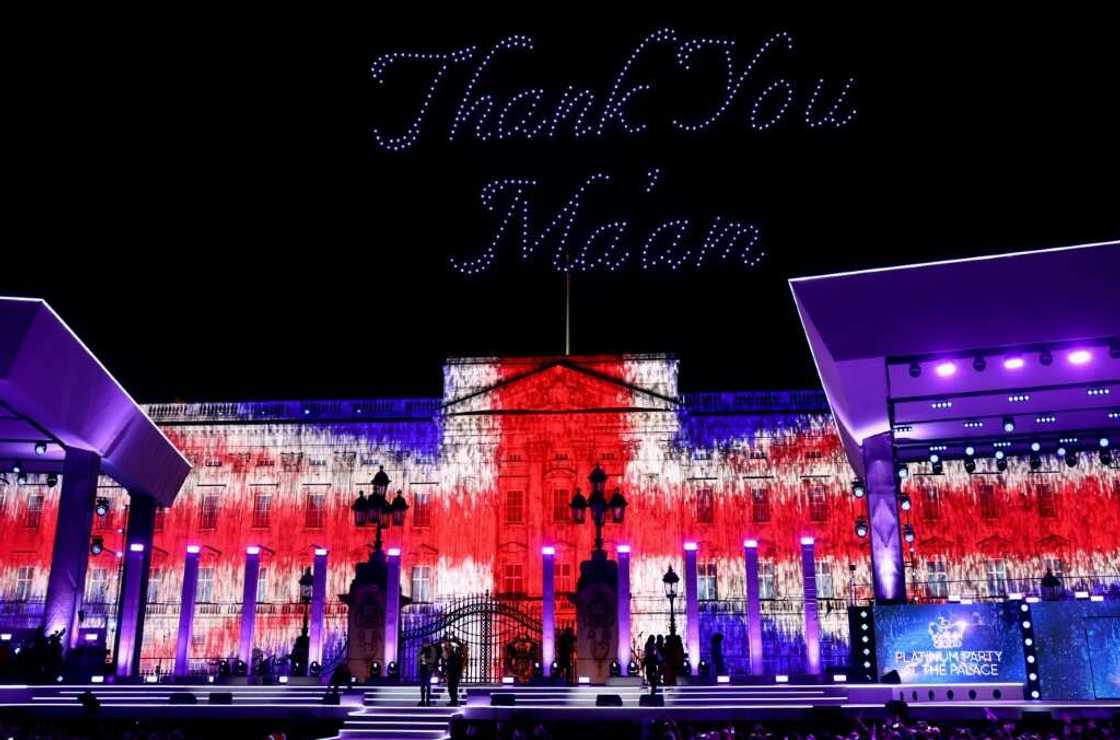 A drone light show formed part of the Platinum Jubilee celebrations at Buckingham Palace A drone light show formed part of the Platinum Jubilee celebrations at Buckingham Palace