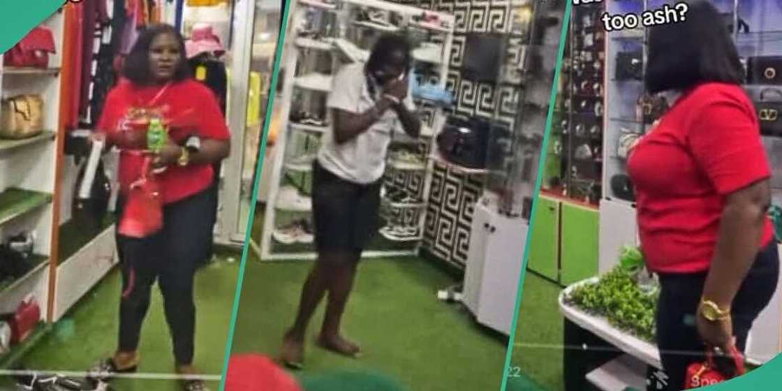 Angry businesswoman pours water on her salesgirl