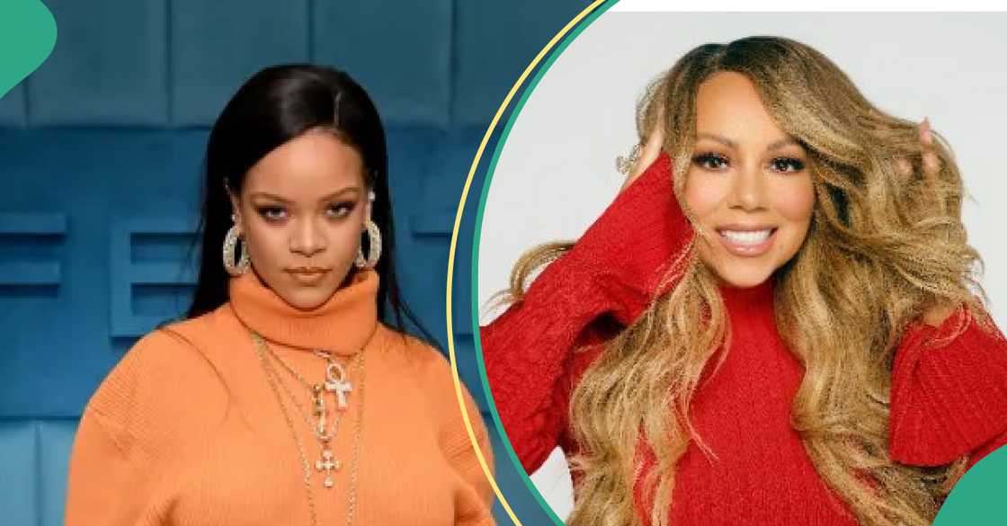 Mariah Carey signs on Rihanna’s chest Mariah Carey signs on Rihanna’s chest