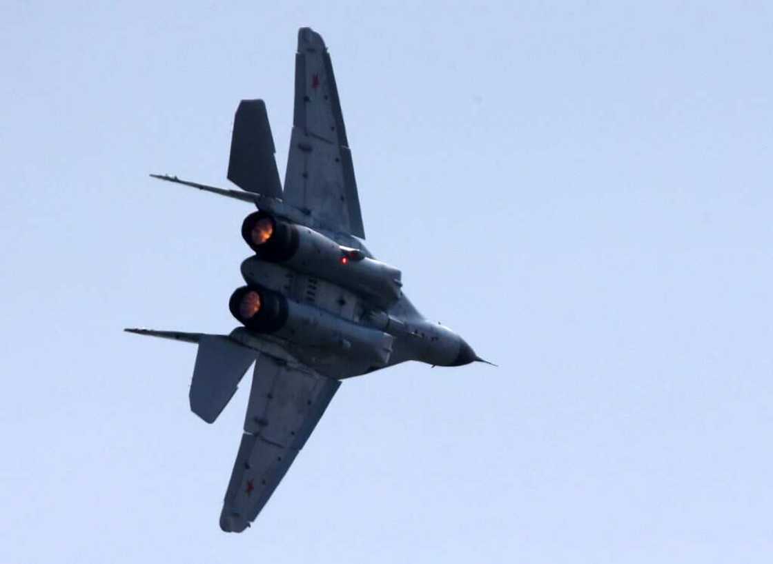 Russian Mikoyan MIG-31 (NATO reporting name: Foxhound) in the sky Russian Mikoyan MIG-31 (NATO reporting name: Foxhound) in the sky